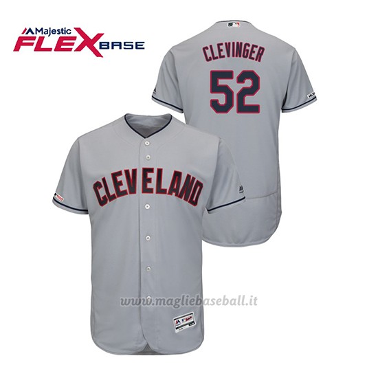 Maglia Baseball Uomo Cleveland Indians Mike Clevinger 150th Aniversario Patch Flex Base Grigio